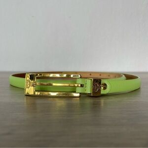 Vintage MCM Michael Cromer Lime Green Leather Skinny Belt